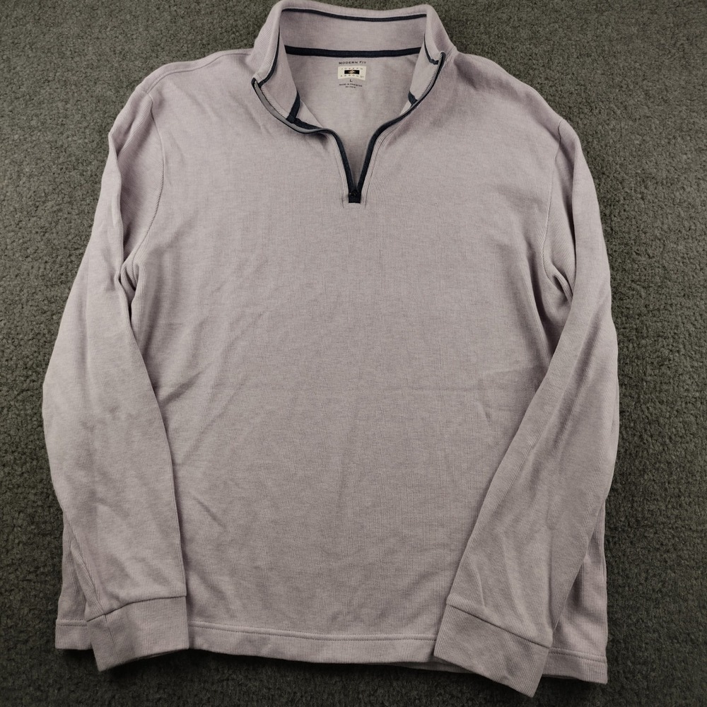 Joseph Abboud Cotton Pullover Mens Large Modern Fit Purple 1/4 Zip EUC